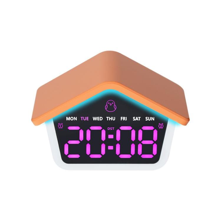 Digitalt vækkeur med 8-farvet natlampe – Orange / LED-vækkeur med natlampe