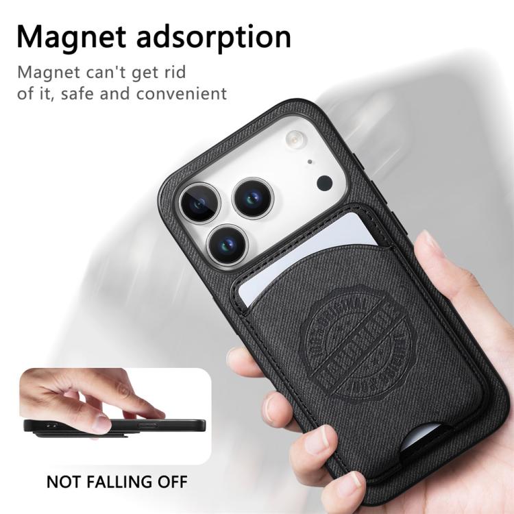 Magnetisk mobiletui i kunstlæder med kortholder til iPhone 15 Pro - Svart