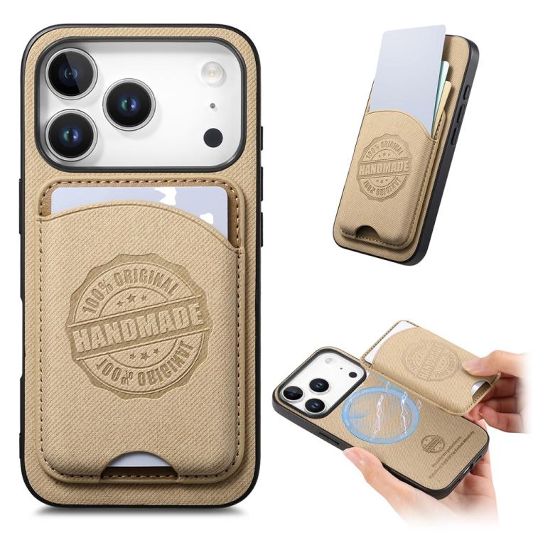 Magnetisk mobiletui i kunstlæder med kortholder til iPhone 16 - Khaki