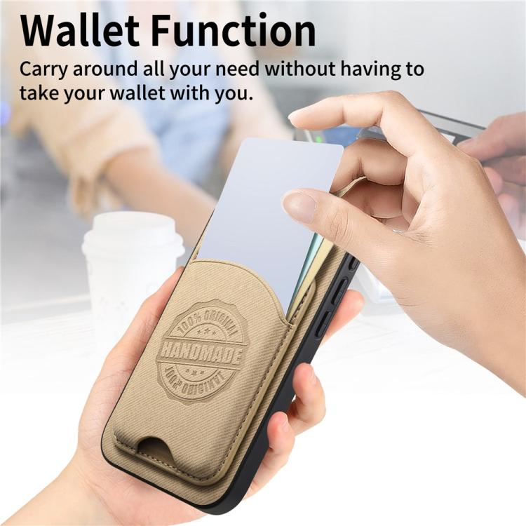 Magnetisk mobiletui i kunstlæder med kortholder til iPhone 15 Pro - Khaki