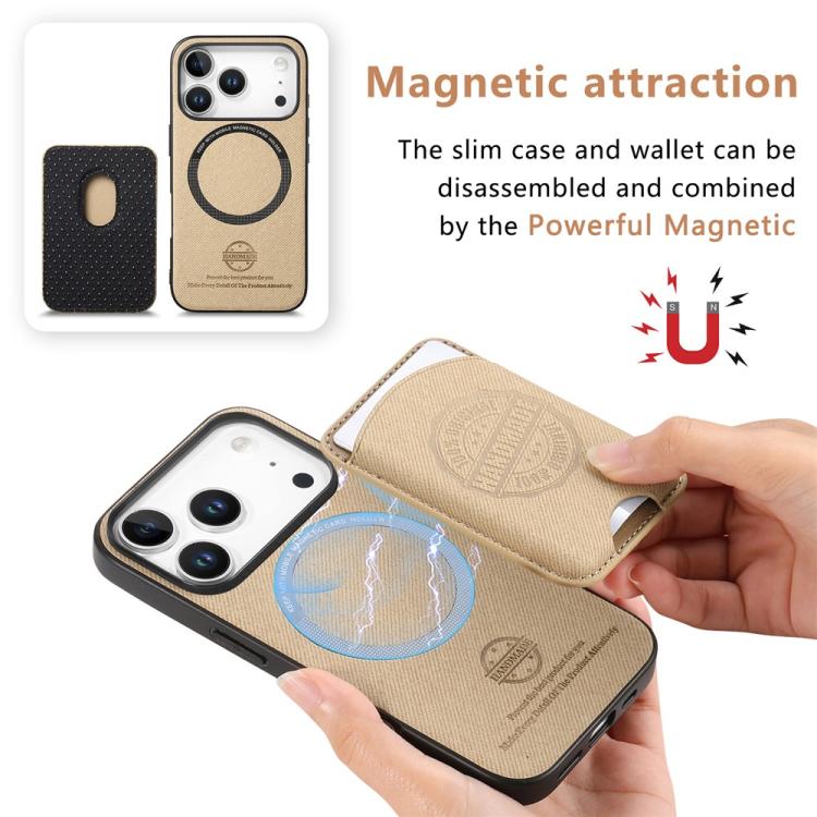 Magnetisk mobiletui i kunstlæder med kortholder til iPhone 15 Plus - Khaki