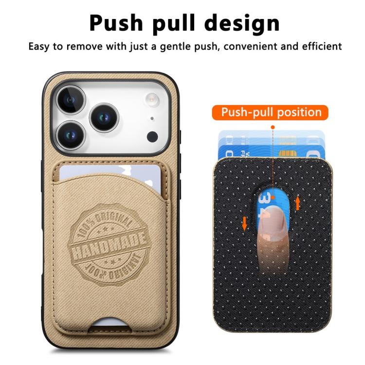 Magnetisk mobiletui i kunstlæder med kortholder til iPhone 15 - Khaki