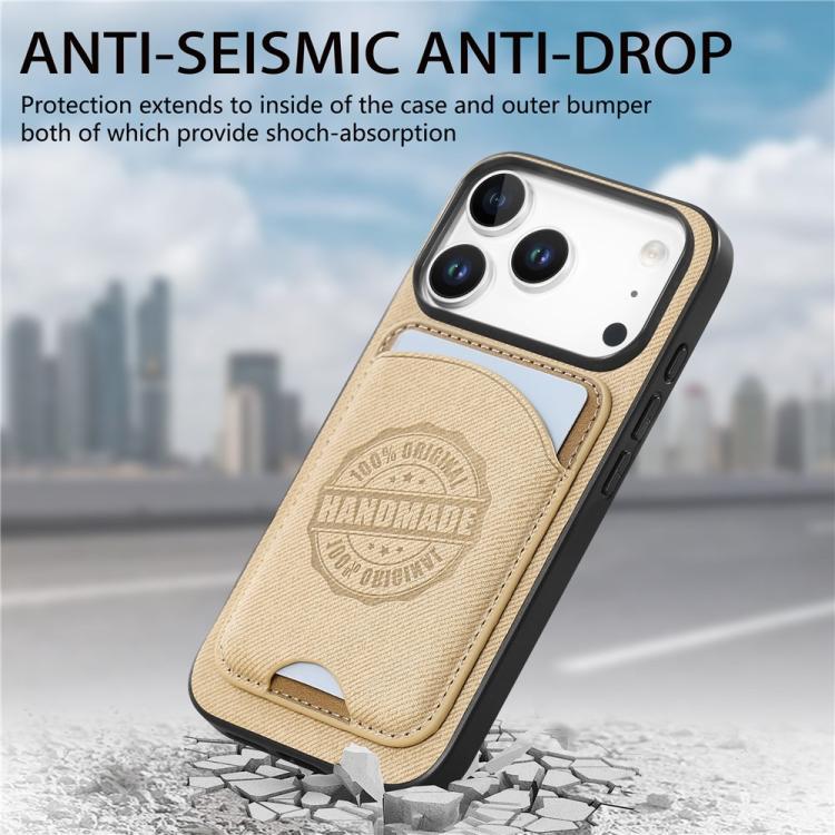 Magnetisk mobiletui i kunstlæder med kortholder til iPhone 15 - Khaki