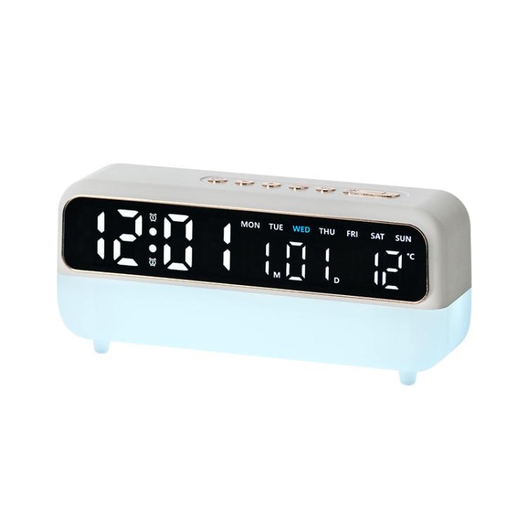 Digitalt vækkeur med natlampe / LED-ur med USB-opladning / dobbelt alarm - Hvid