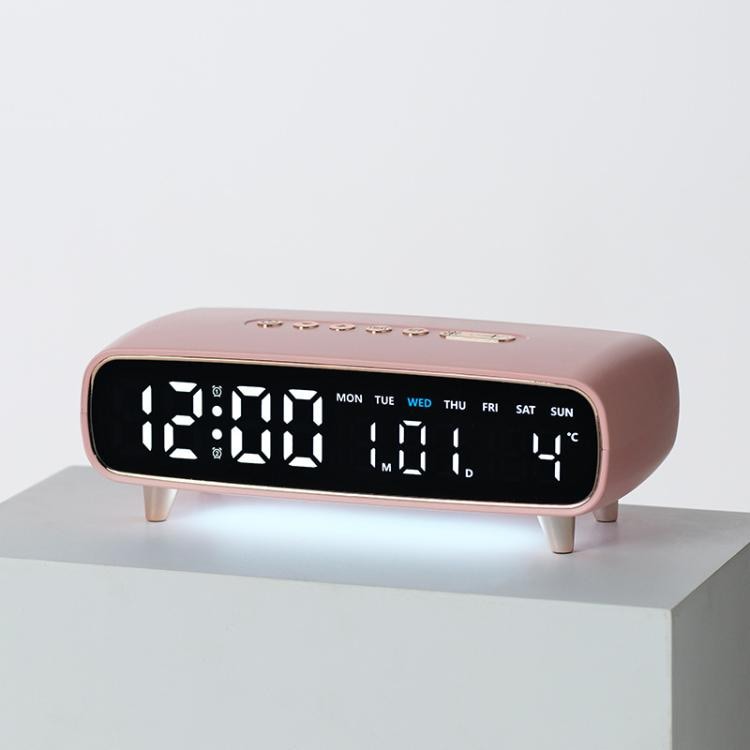 LED-vækkeur med natlys og USB - Pink / Digitalt vækkeur med natlys og USB