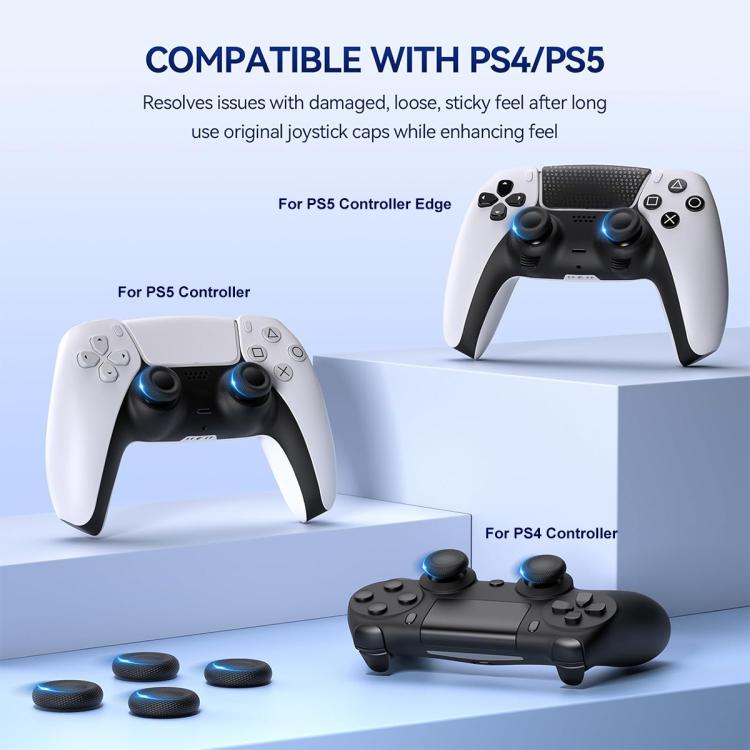 Joystickgreb til PS5/PS4, 10-pak – Svart / Erstatningshætter til analogstikker