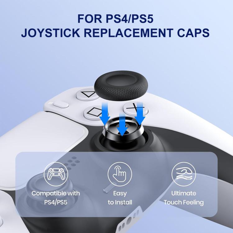 Joystickgreb til PS5/PS4, 10-pak – Svart / Erstatningshætter til analogstikker