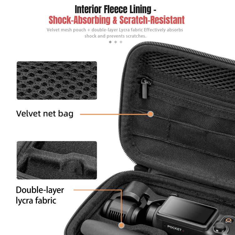 Opbevaringsetasje til DJI Osmo Pocket 4 – Svart / formtilpasset kamerataske til Creator Combo