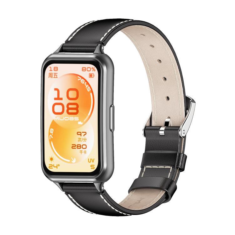 Læderarmbånd til Huawei Band 11/11 Pro – Svart / læderrem til aktivitetsarmbånd