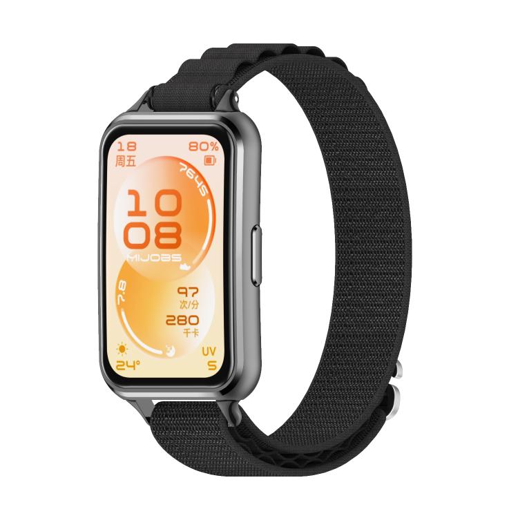 Flettet nylonarmbånd til Huawei Band 11/11 Pro – Svart / vævet urrem i nylon
