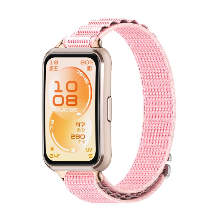 Flettet nylonarmbånd til Huawei Band 11/11 Pro – Rosa/rosaguld / vævet urrem i nylon