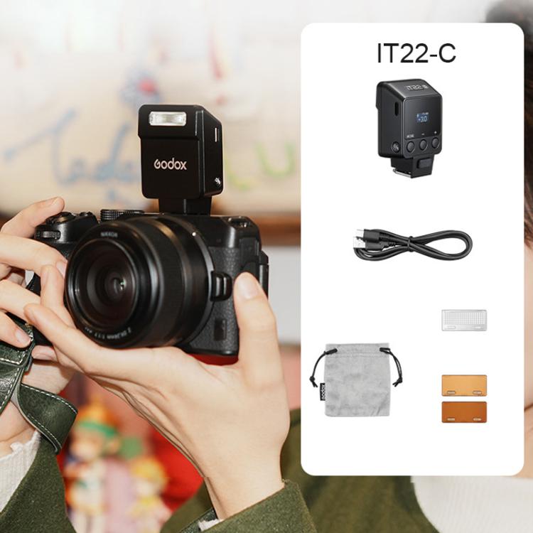 Godox iT22 C TTL-blitz til Canon – svart / mini-TTL-blitz til Canon / iFlash-kamera-blitz med HSS