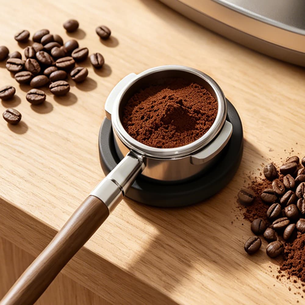 Rund tampermåtte i silikone / espressomåtte Ø 7,21 cm / sort måtte til kaffetamper