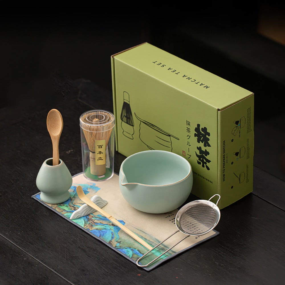 RuYao Matcha-tesæt / RuYao matcha-sæt med 8 dele / matcha-sæt med Ru Yao-skål og chasen
