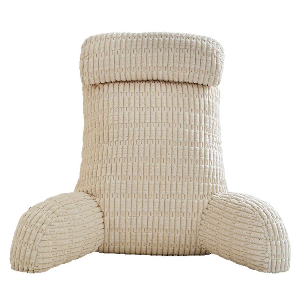 Rygpude med armlæn 80 x 58 x 42 cm / sengepude til siddende stilling / beige støttepude