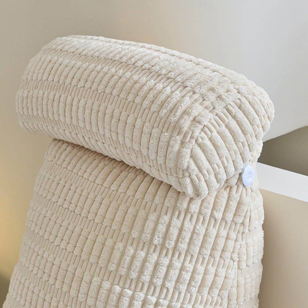 Rygpude med armlæn 80 x 58 x 42 cm / sengepude til siddende stilling / beige støttepude