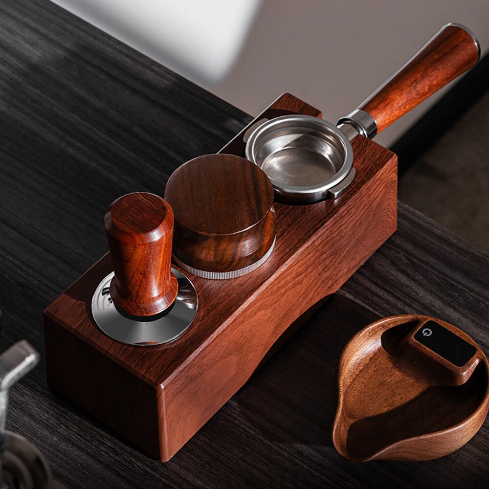 Tamperstation til espressomaskine – Brun / Tamperstation til espresso / Portafilterholder