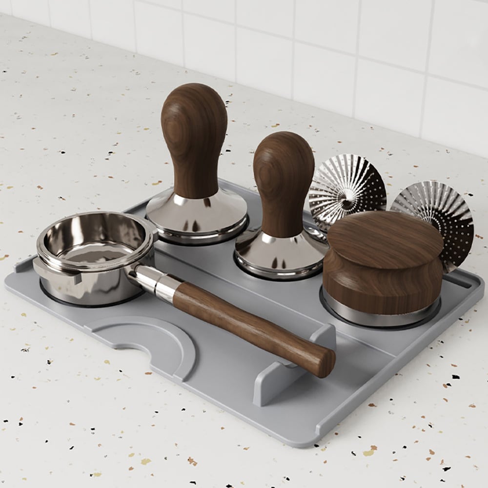 Silikone-tampemåtte 25x20 cm – Grå / Kaffetampemåtte / Espressomåtte til tampning