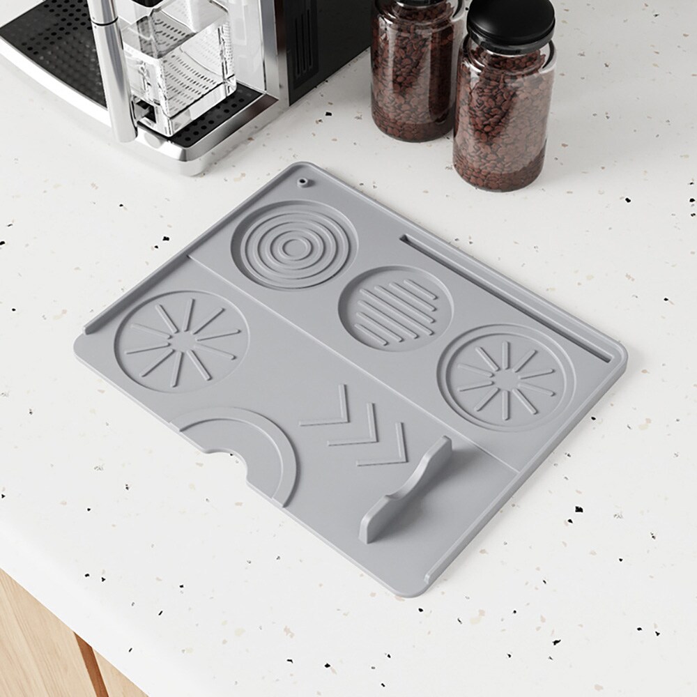 Silikone-tampemåtte 25x20 cm – Grå / Kaffetampemåtte / Espressomåtte til tampning