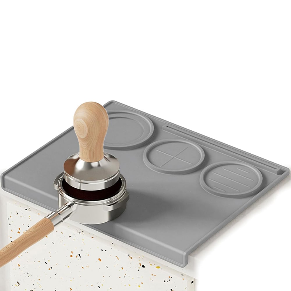 Silikone-tampemåtte 25x20 cm – Grå / Kaffetampemåtte / Espressomåtte til tampning