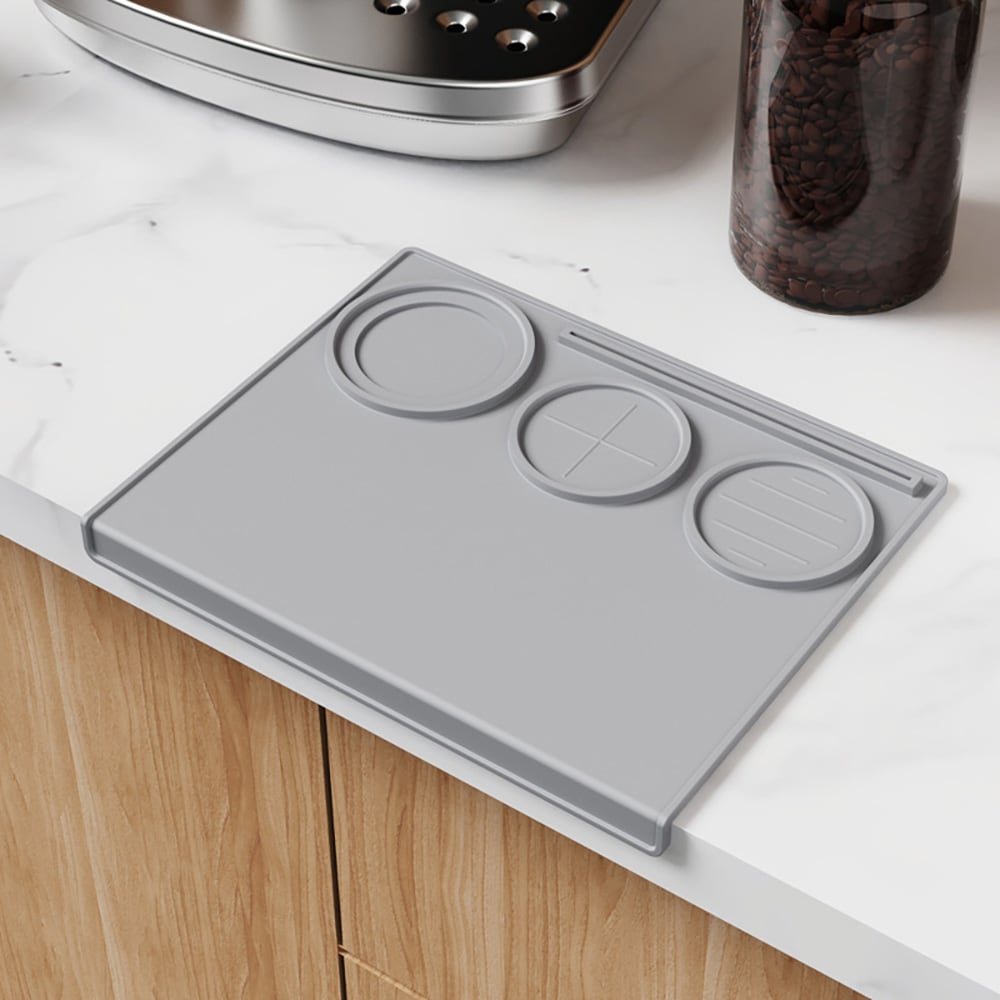 Silikone-tampemåtte 25x20 cm – Grå / Kaffetampemåtte / Espressomåtte til tampning