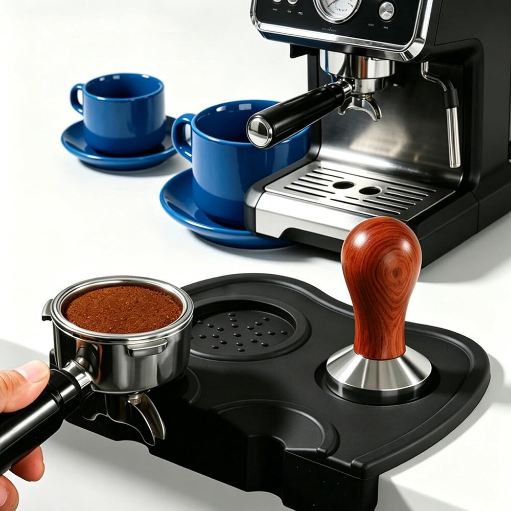 Silikone-tampemåtte – Svart / Kaffetampemåtte / Espressomåtte til tampning
