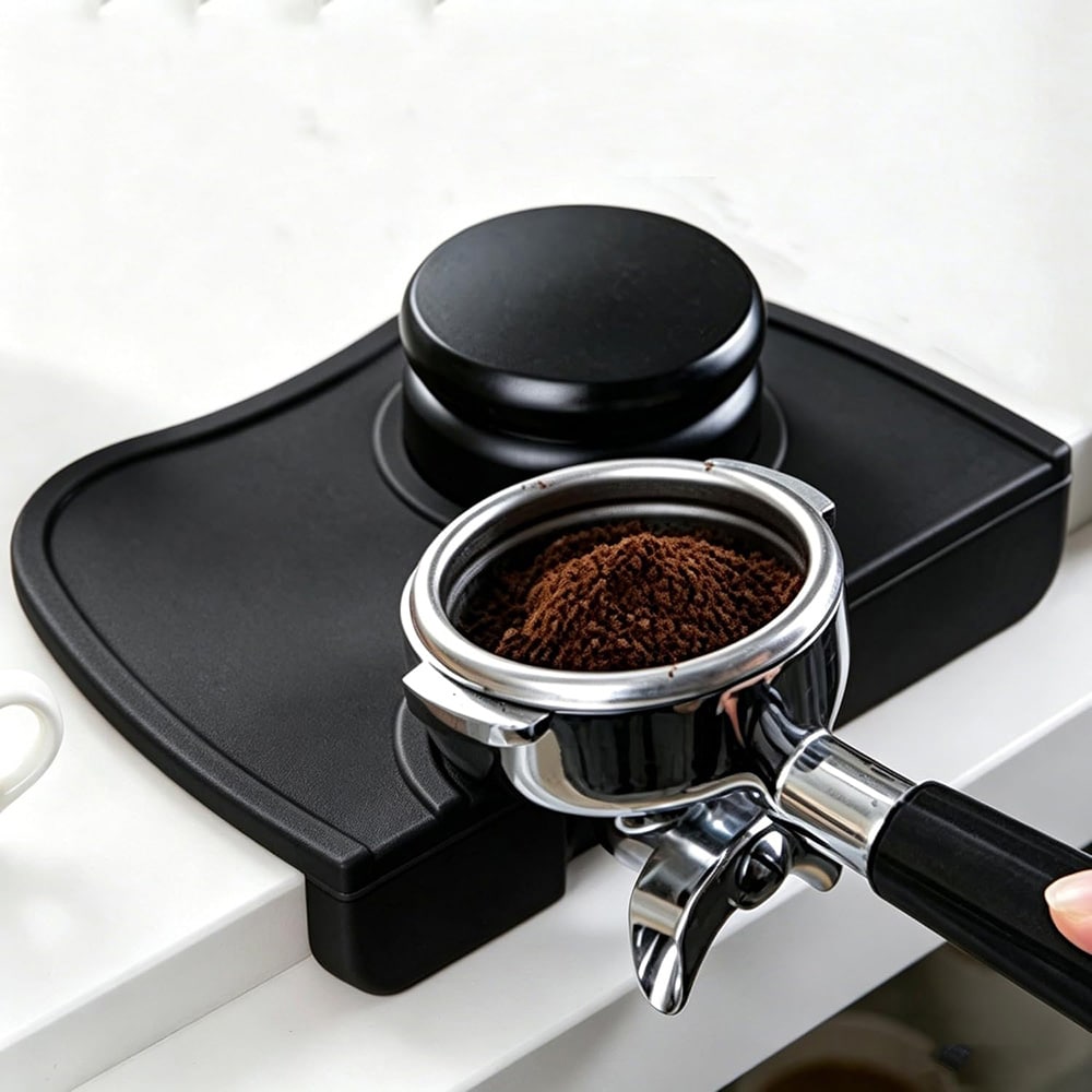 Silikone-tampemåtte – Svart / Kaffetampemåtte / Espressomåtte til tampning