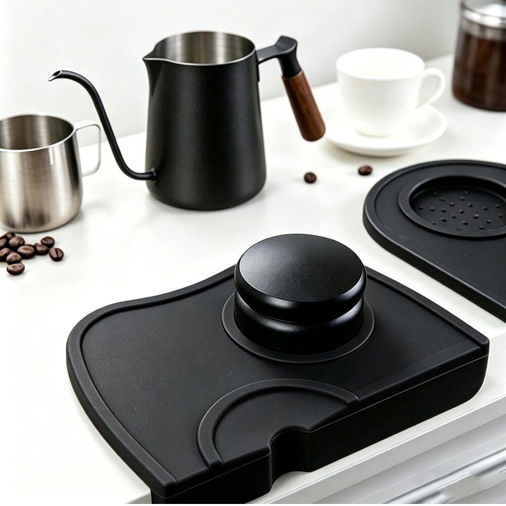 Silikone-tampemåtte – Svart / Kaffetampemåtte / Espressomåtte til tampning