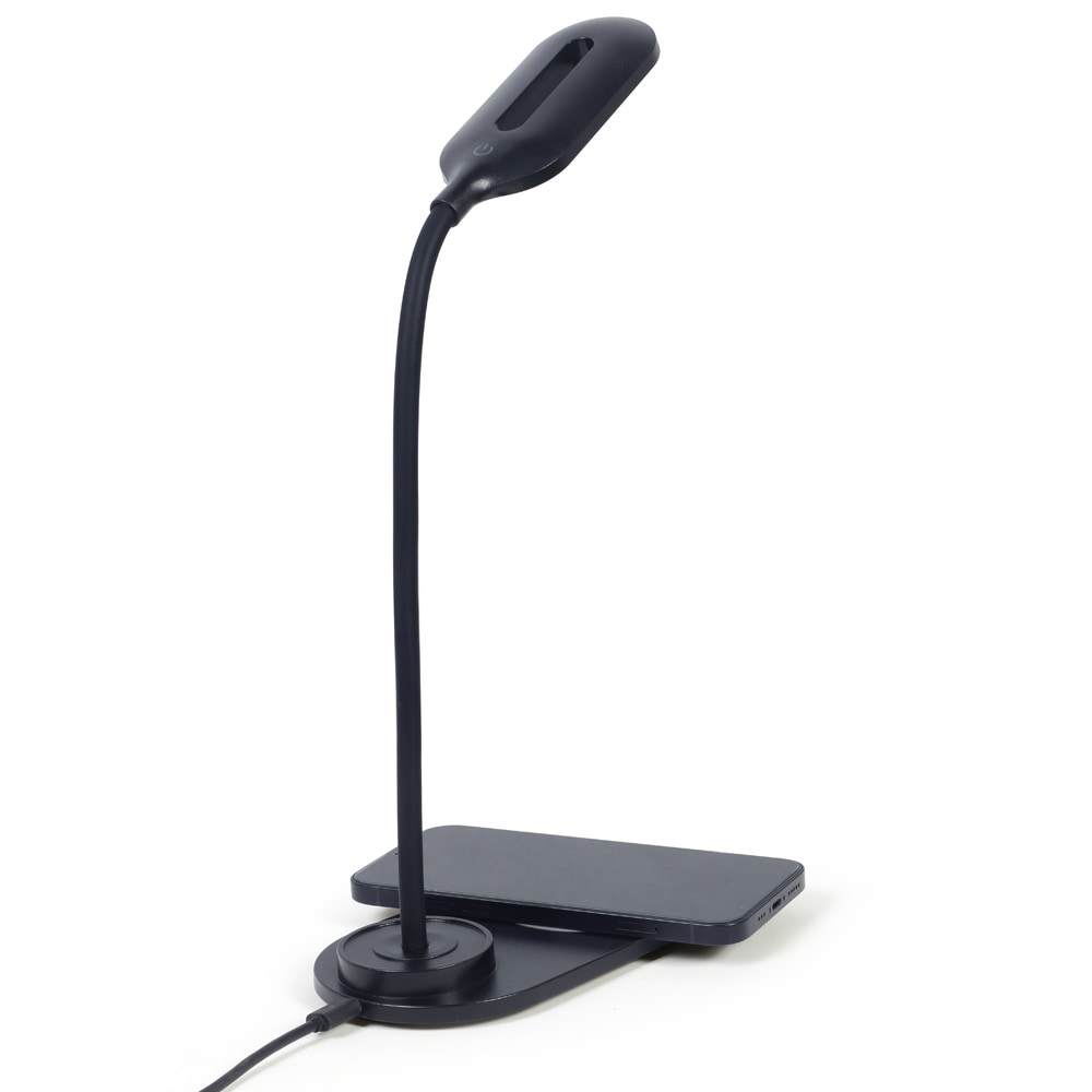 LED-skrivebordslampe med trådløs oplader / Qi-oplader 10 W / sort bordlampe med 3 lysindstillinger / LED-lampe