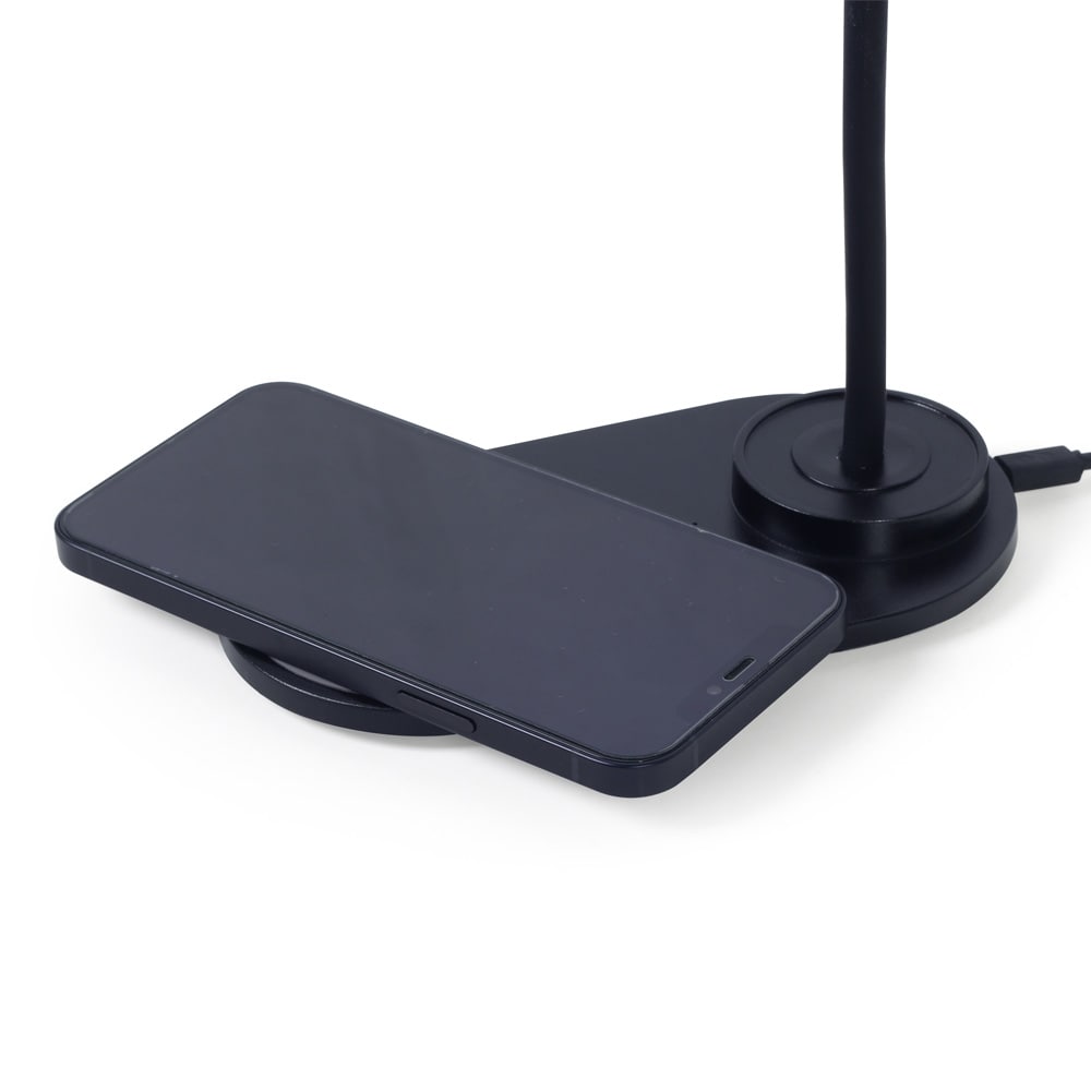 LED-skrivebordslampe med trådløs oplader / Qi-oplader 10 W / sort bordlampe med 3 lysindstillinger / LED-lampe