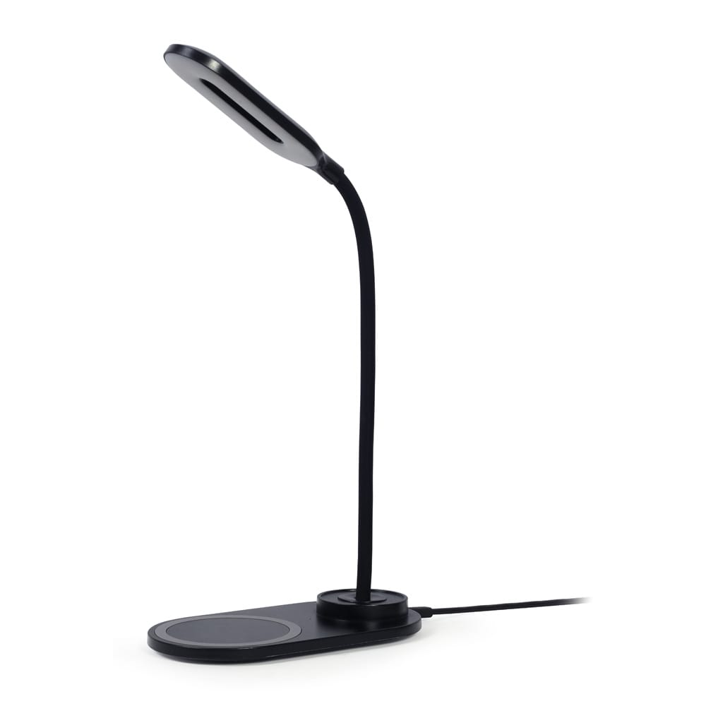 LED-skrivebordslampe med trådløs oplader / Qi-oplader 10 W / sort bordlampe med 3 lysindstillinger / LED-lampe