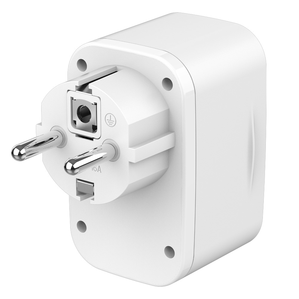 USB-hurtigoplader 20 W med indbygget stikkontakt / USB-C PD og USB-A QC 3.0 / hvid vægoplader / mobiloplader