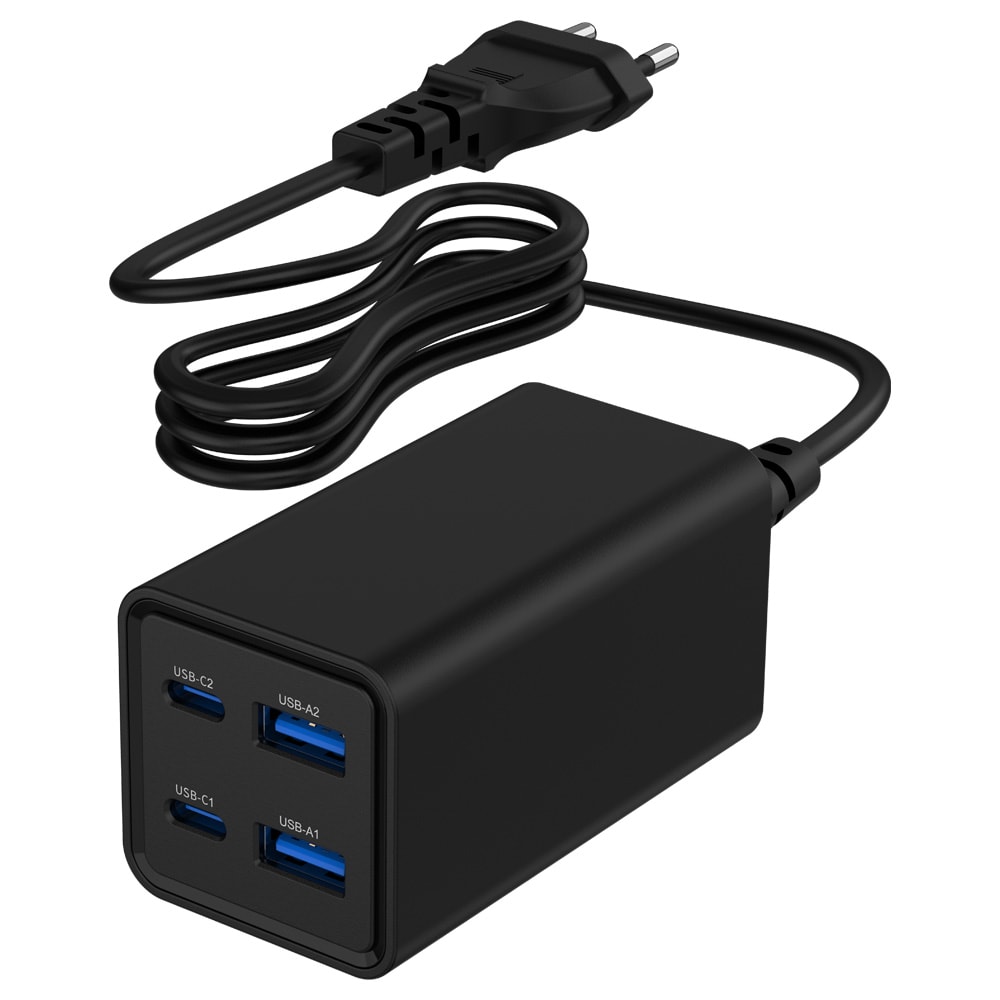 65 W GaN USB-oplader med 2 x USB-C og 2 x USB / GaN-oplader med fire porte