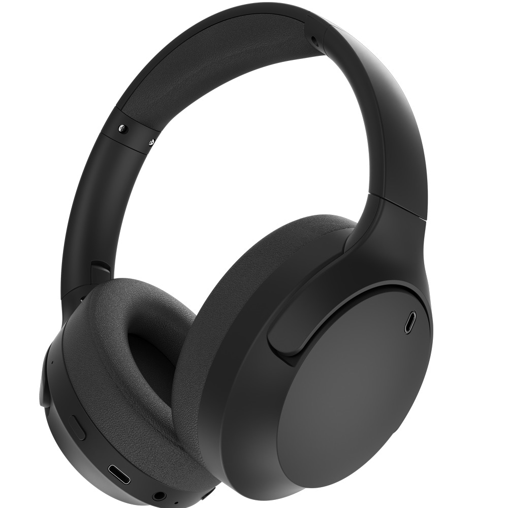 Bluetooth-headset med ANC / trådløse hovedtelefoner med mikrofon / sort headset med støjreduktion