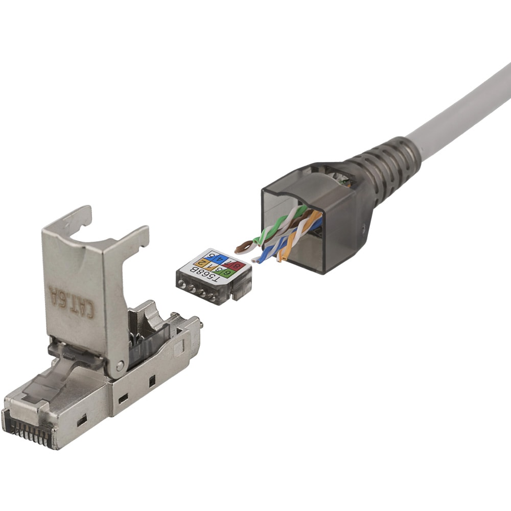 Deltaco RJ45-stik Cat6A / RJ45-stik til Cat6A-kabel / Værktøjsfrit RJ45-stik