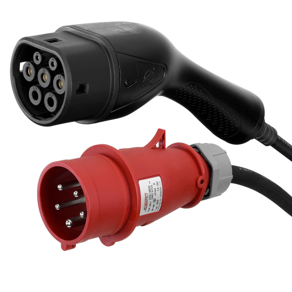 Deltaco E-Charge-ladekabel med LED-display, 3-faset Mode 2, 6–16 A, 6 m / Mode 2-ladekabel til elbiler