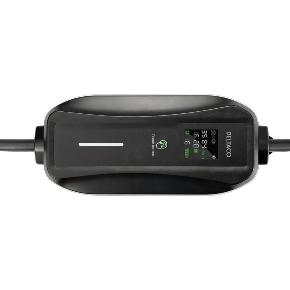 Deltaco E-Charge-ladekabel med LED-display, 3-faset Mode 2, 6–16 A, 6 m / Mode 2-ladekabel til elbiler