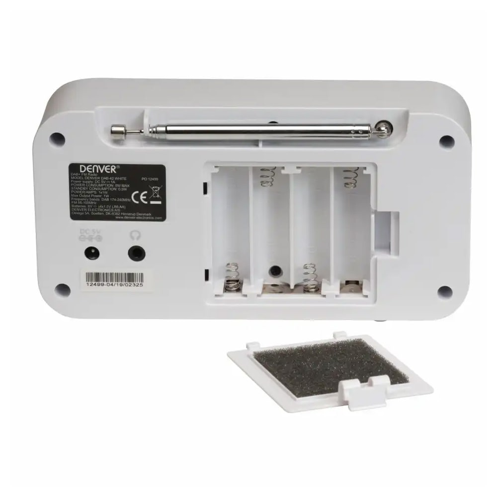 Denver DAB-42W DAB-radio / digitalradio med FM / radio med dobbelt alarm / bordradio – Hvid