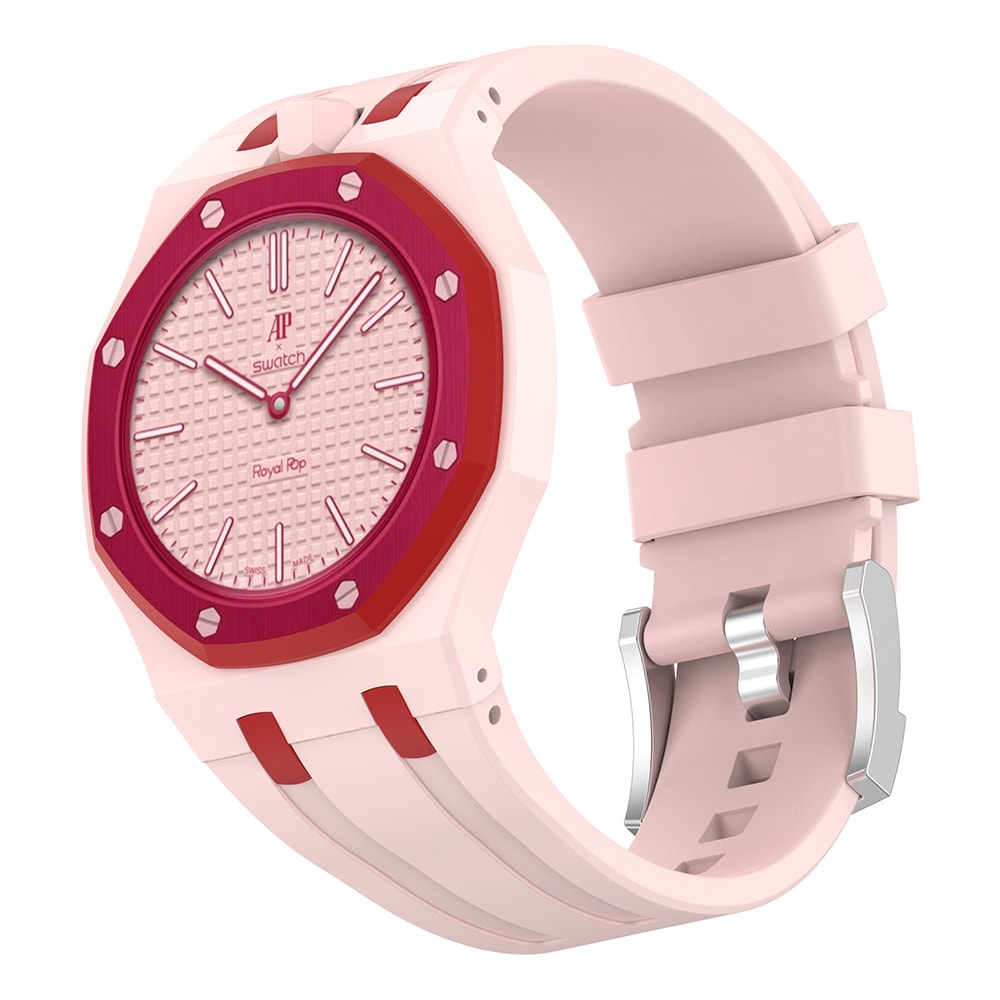 Silikonearmbånd og beskyttelsesskal til AP x Swatch Royal Pop Otto Rosso