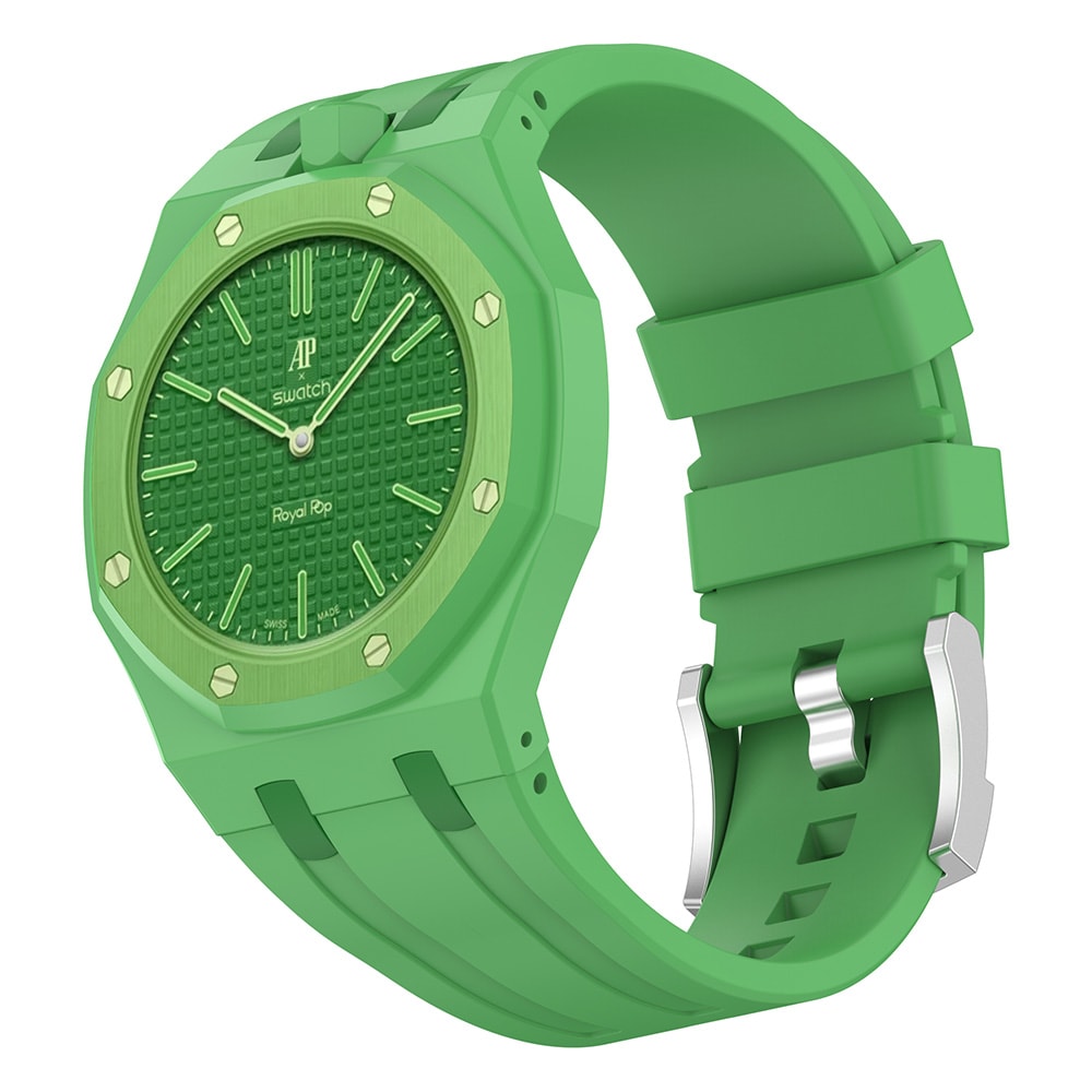 Silikonearmbånd og beskyttelsesskal til AP x Swatch Royal Pop Green Eight