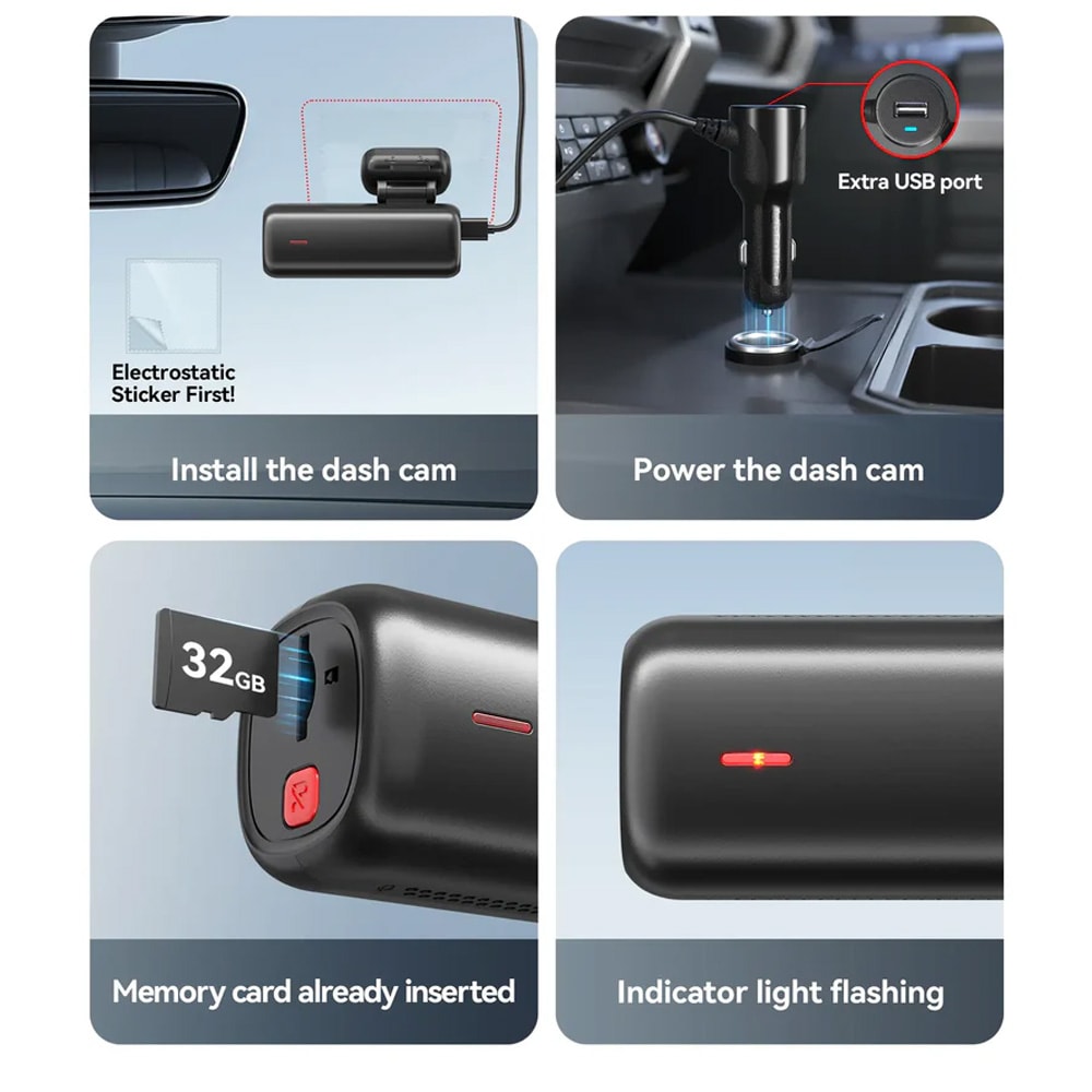 RedTiger F9 Lite dashcam / 4K bilkamera med GPS og WiFi / parkeringsmonitor med G-sensor