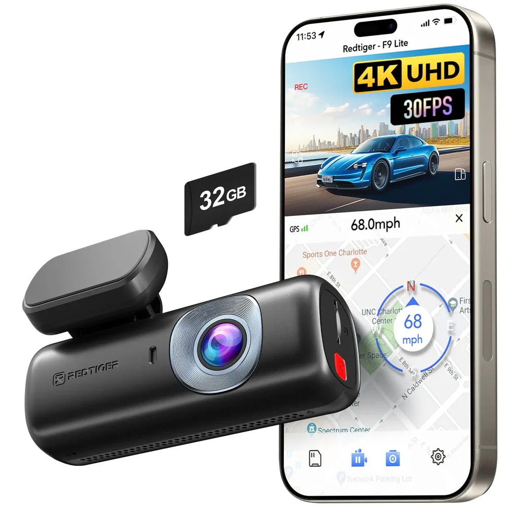 RedTiger F9 Lite Dashcam / 4K-bilkamera med GPS og WiFi / dashcam med ADAS