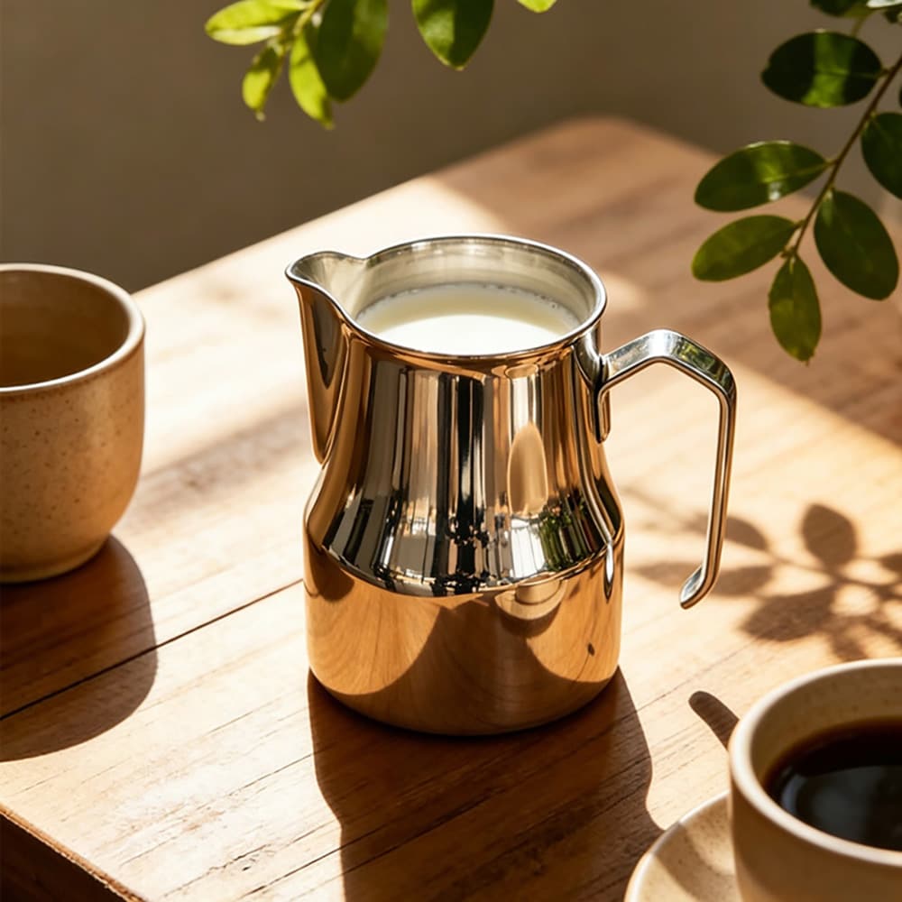 Mælkekande i rustfrit stål 900 ml / mælkeskummekande med svanehals / baristakande sølv