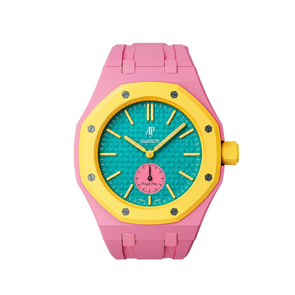 Silikonarmbånd og beskyttelsesetui til AP x Swatch Royal Pop 3 O'clock - Lyserød