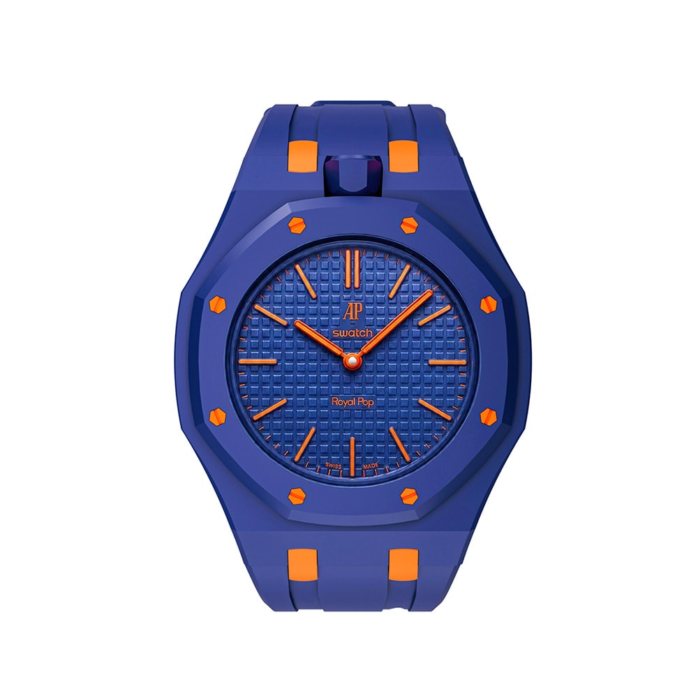 Silikonearmbånd og beskyttelsesetui til AP x Swatch Royal Pop 12 O'clock – Blå/orange