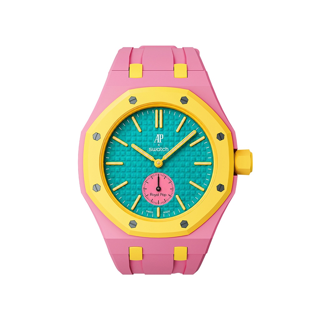 Silikonearmbånd og beskyttelsesetui til AP x Swatch Royal Pop 3 O'clock – Rosa/Gul