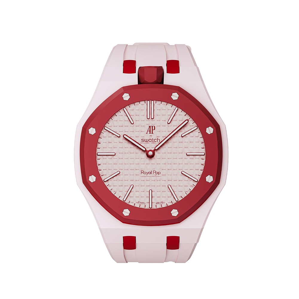Silikonearmbånd og beskyttelsesetui til AP x Swatch Royal Pop 12 O'clock – Rose/Rød