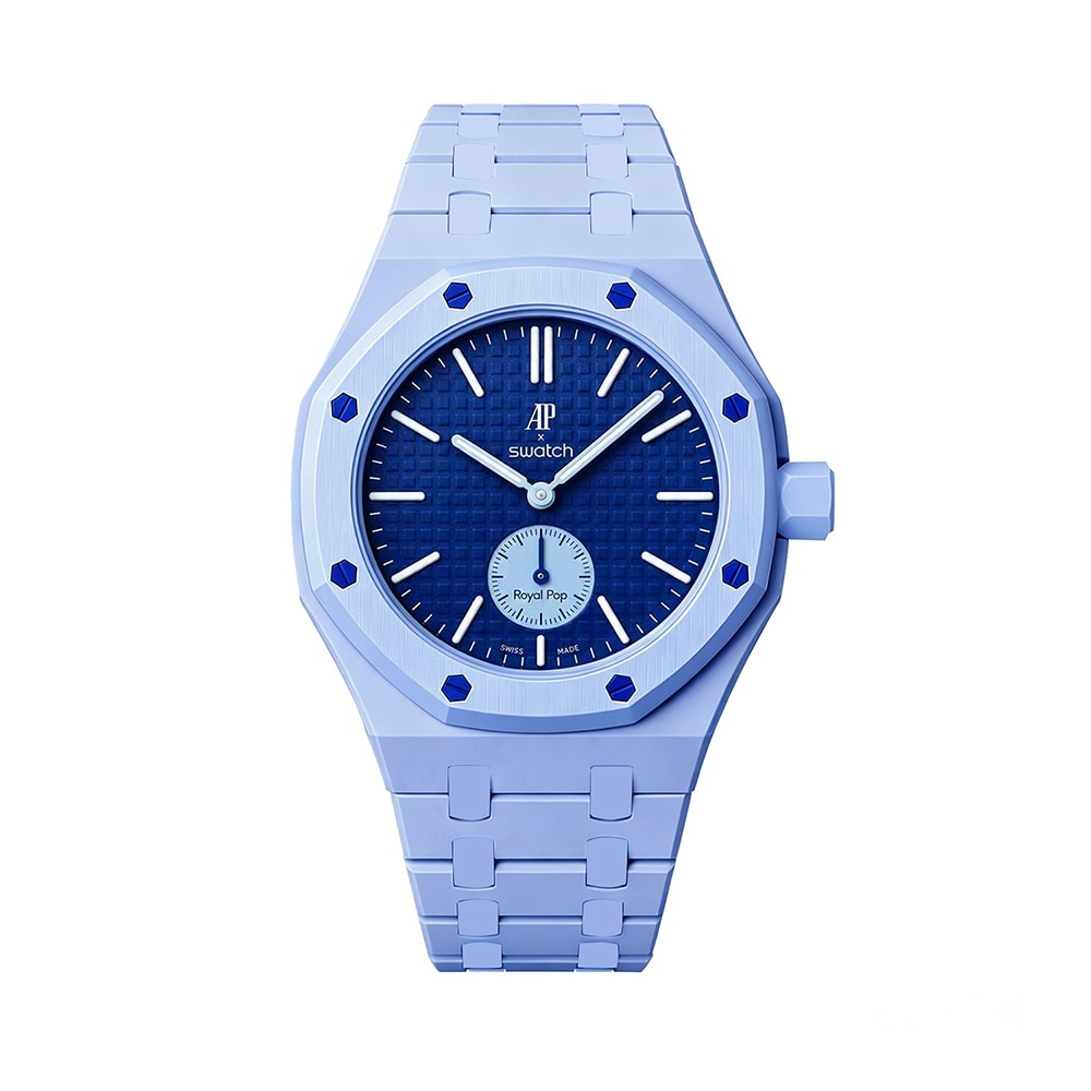 Biokeramisk armbånd og beskyttelsesskal til AP x Swatch Royal Pop 3 O'clock – Lysblå