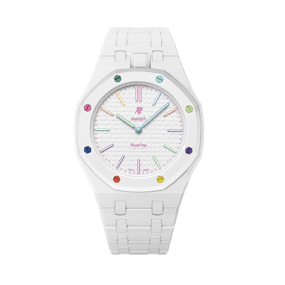 Biokeramisk armbånd og beskyttelsesskal til AP x Swatch Royal Pop 12 O'clock – hvid