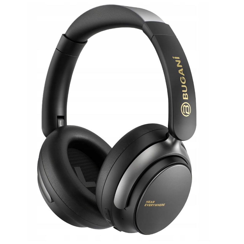 Bugani Space BH01 Bluetooth-hovedtelefoner / trådløse over-ear-hovedtelefoner med ANC / sort headset med Bluetooth 6.0